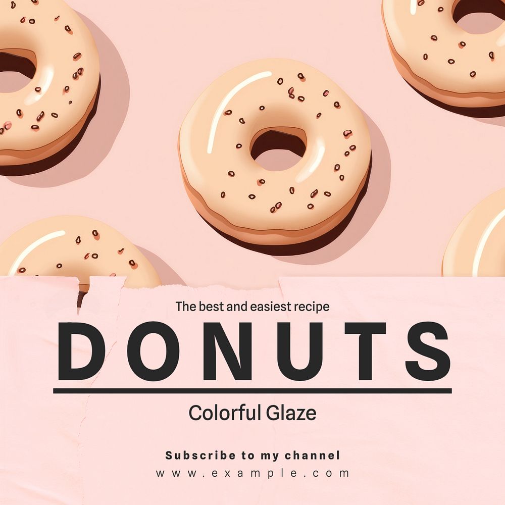 Donut recipe Instagram post template, editable text