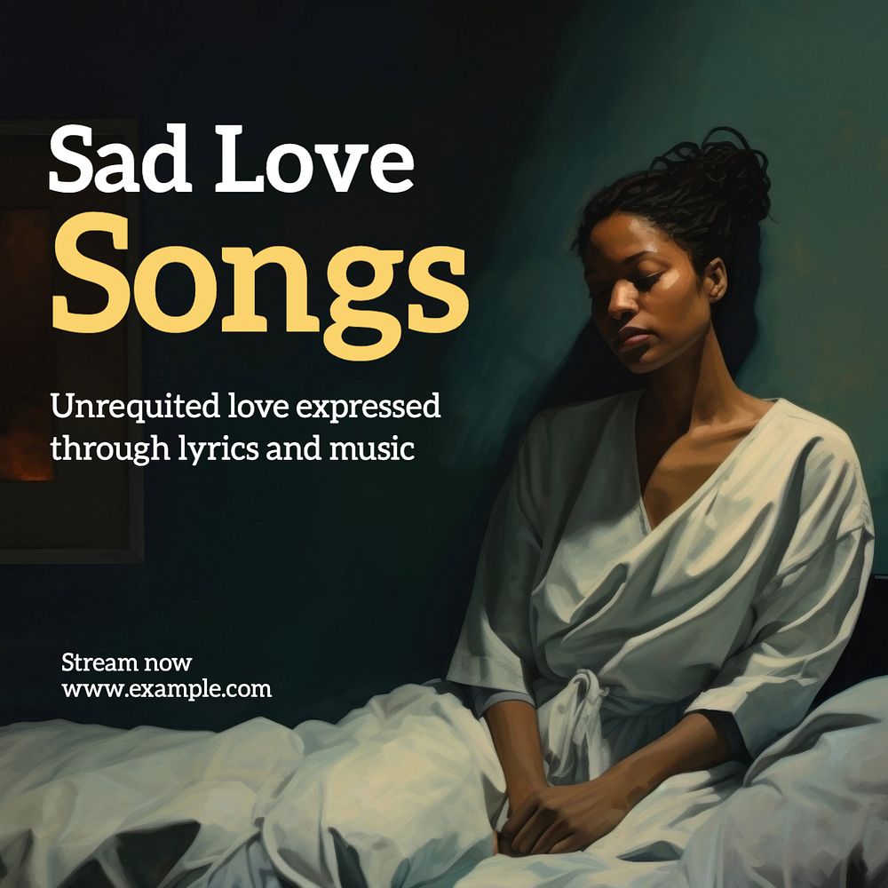 Sad love songs Instagram post template, editable text