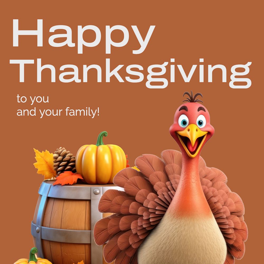 Happy thanksgiving Instagram post template, editable text