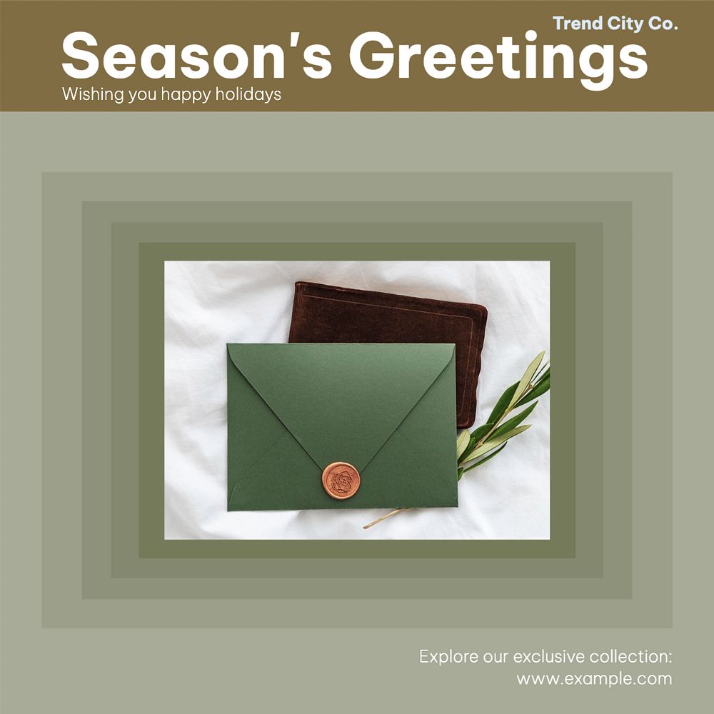 Season's greetings Instagram post template, editable text