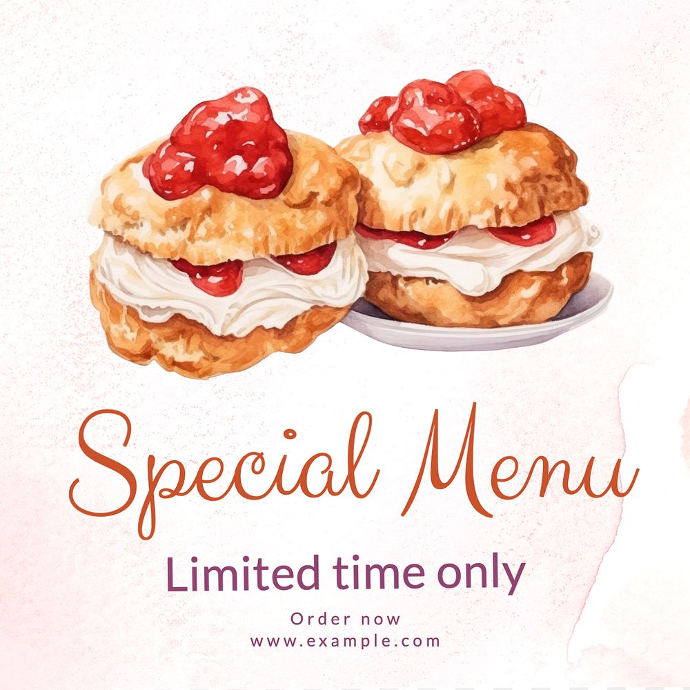 Special menu Instagram post template, editable text