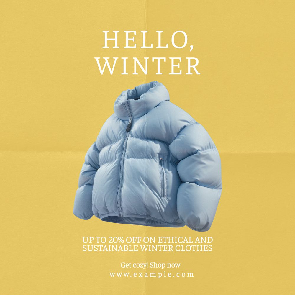 Winter sale Instagram post template, editable text