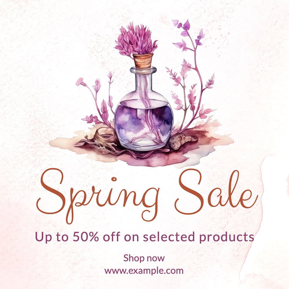 Spring sale Instagram post template, editable text