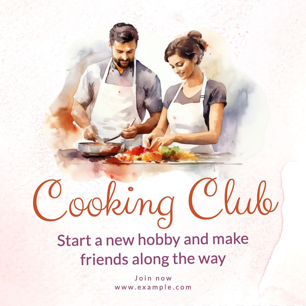 Cooking club Instagram post template, editable text