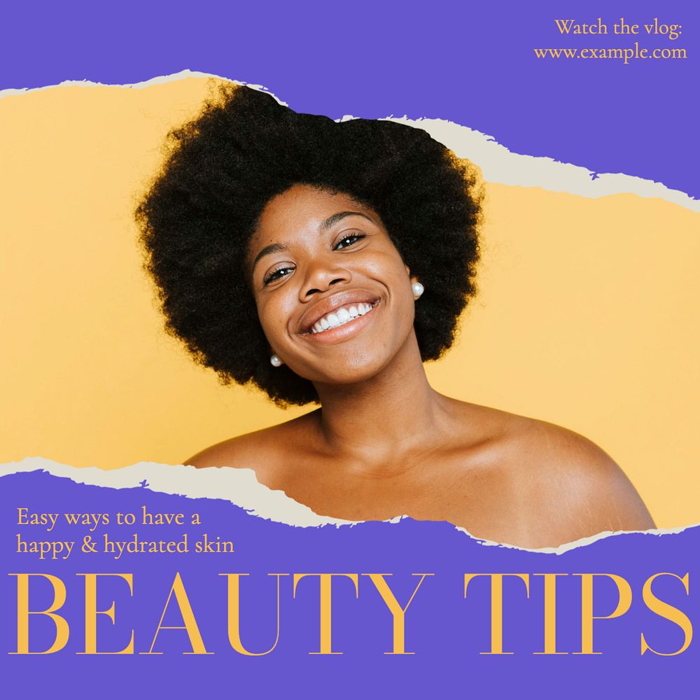 Beauty tips Instagram post template, editable text