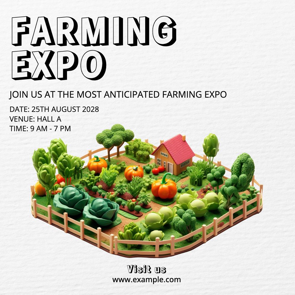 Farming expo Instagram post template, editable text