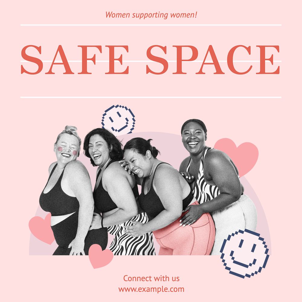 Safe space Instagram post template, editable text