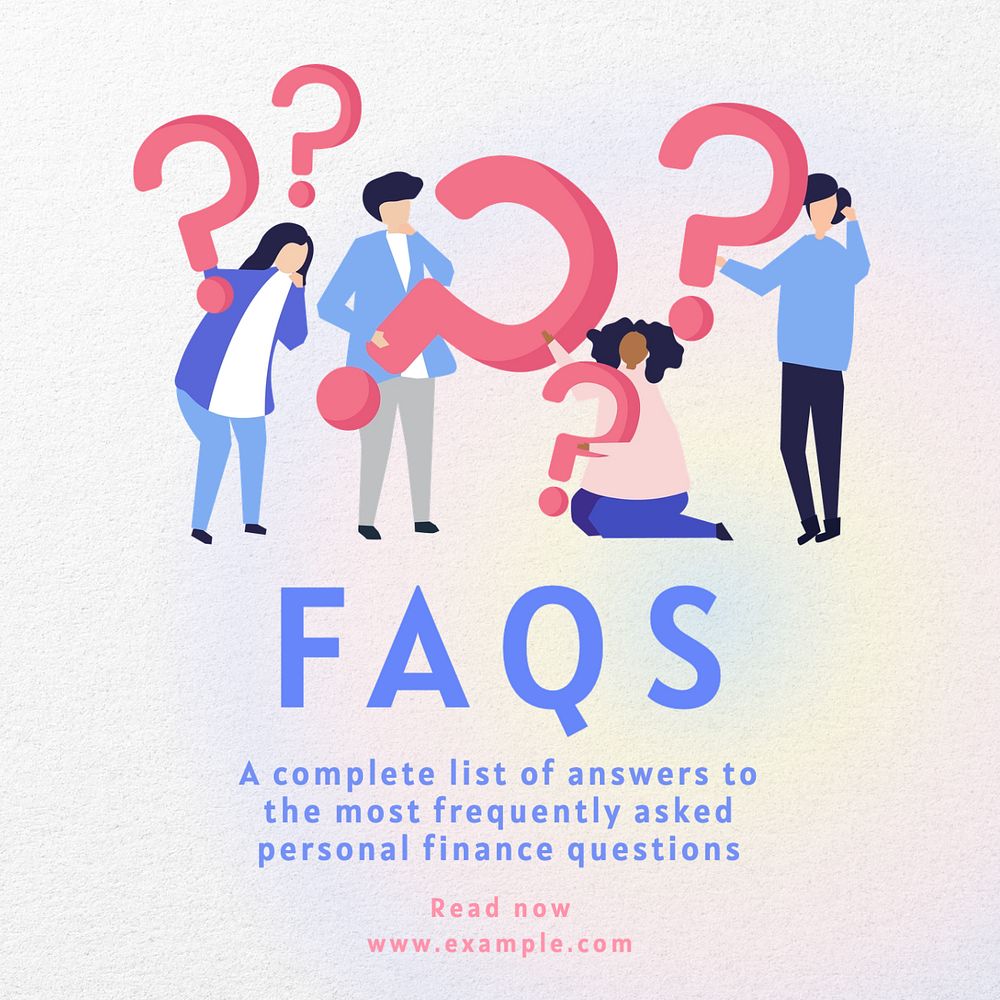 FAQS Instagram post template, editable text