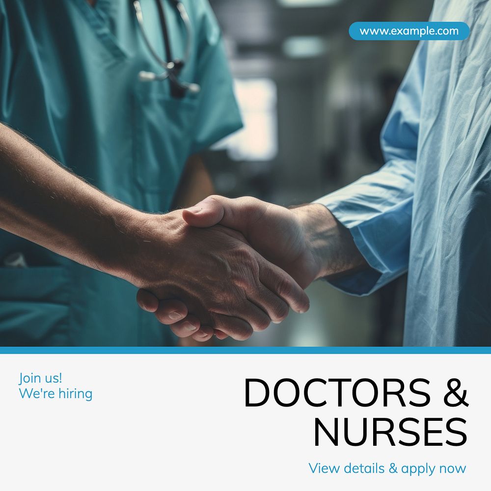 Hiring doctors & nurses Instagram post template, editable text