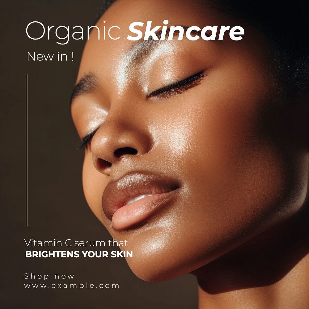 Organic skincare Instagram post template, editable text