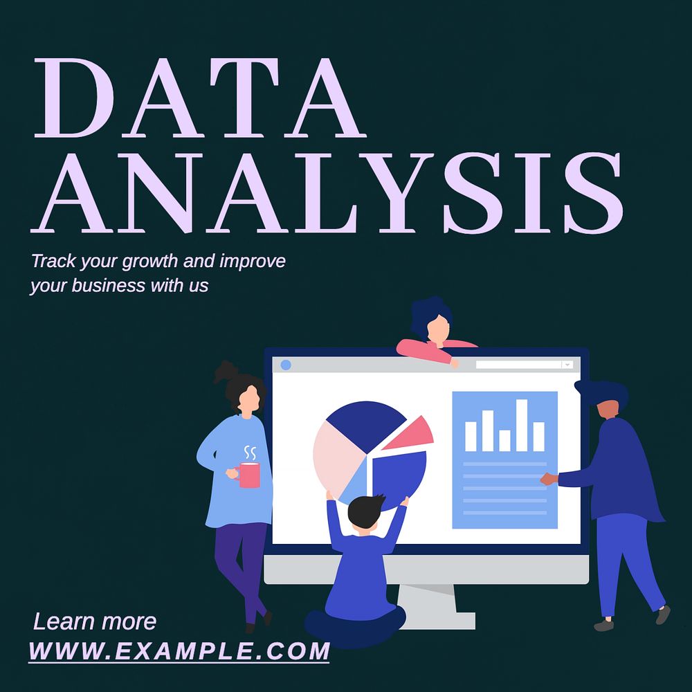 Data analysis Instagram post template, editable text