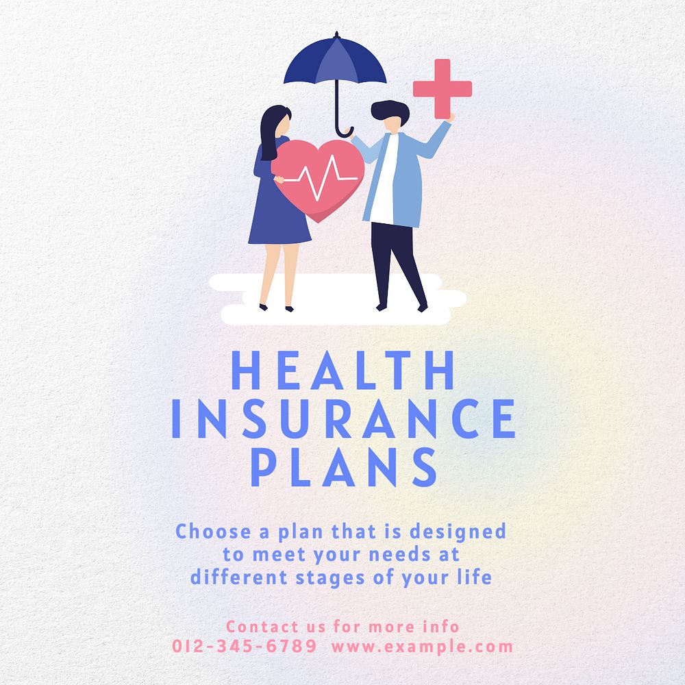 Health insurance plans Instagram post template, editable text