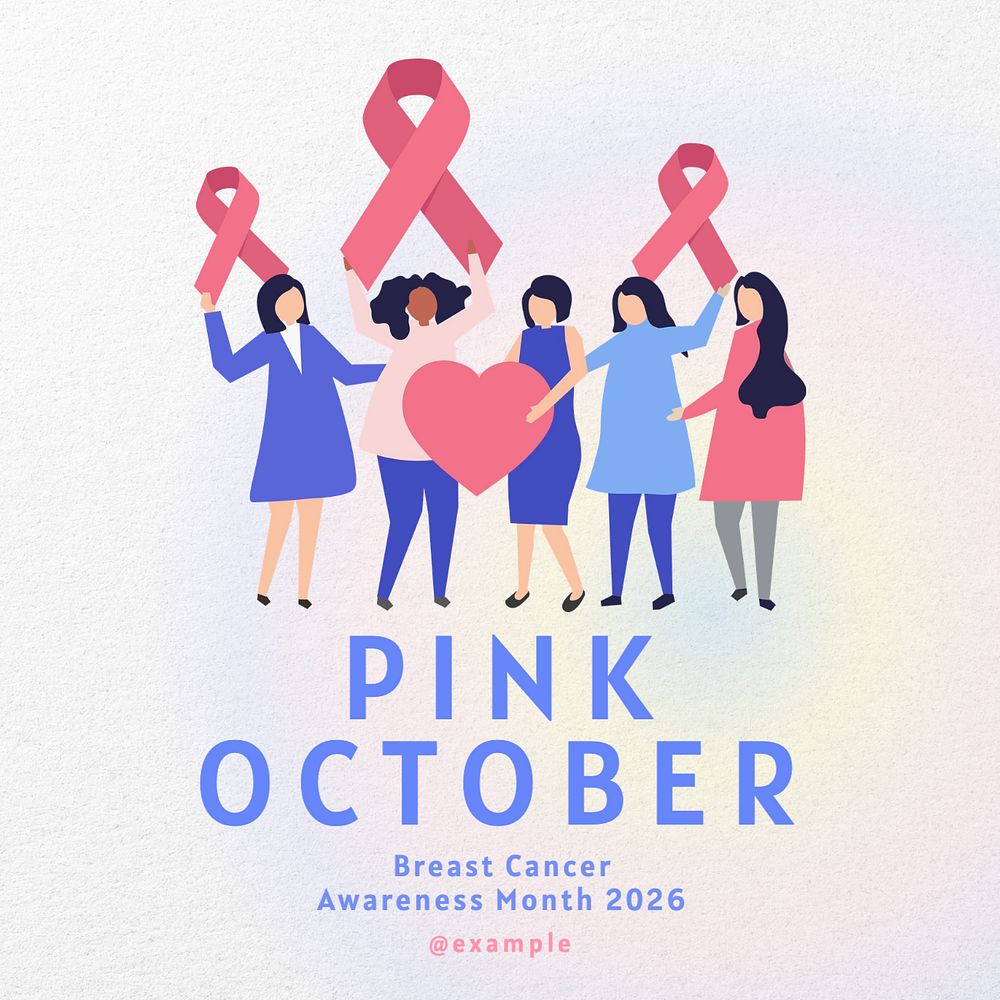 Pink october Instagram post template, editable text