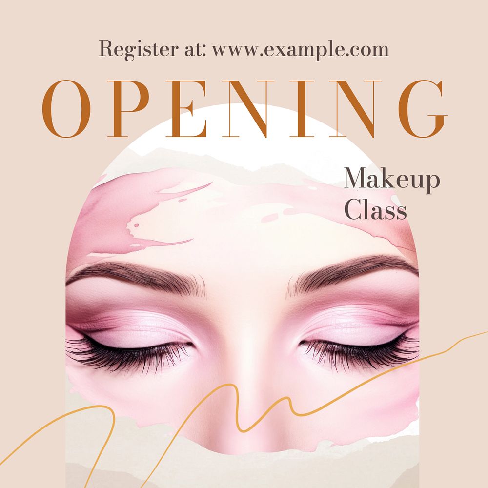 Makeup class Instagram post template, editable text