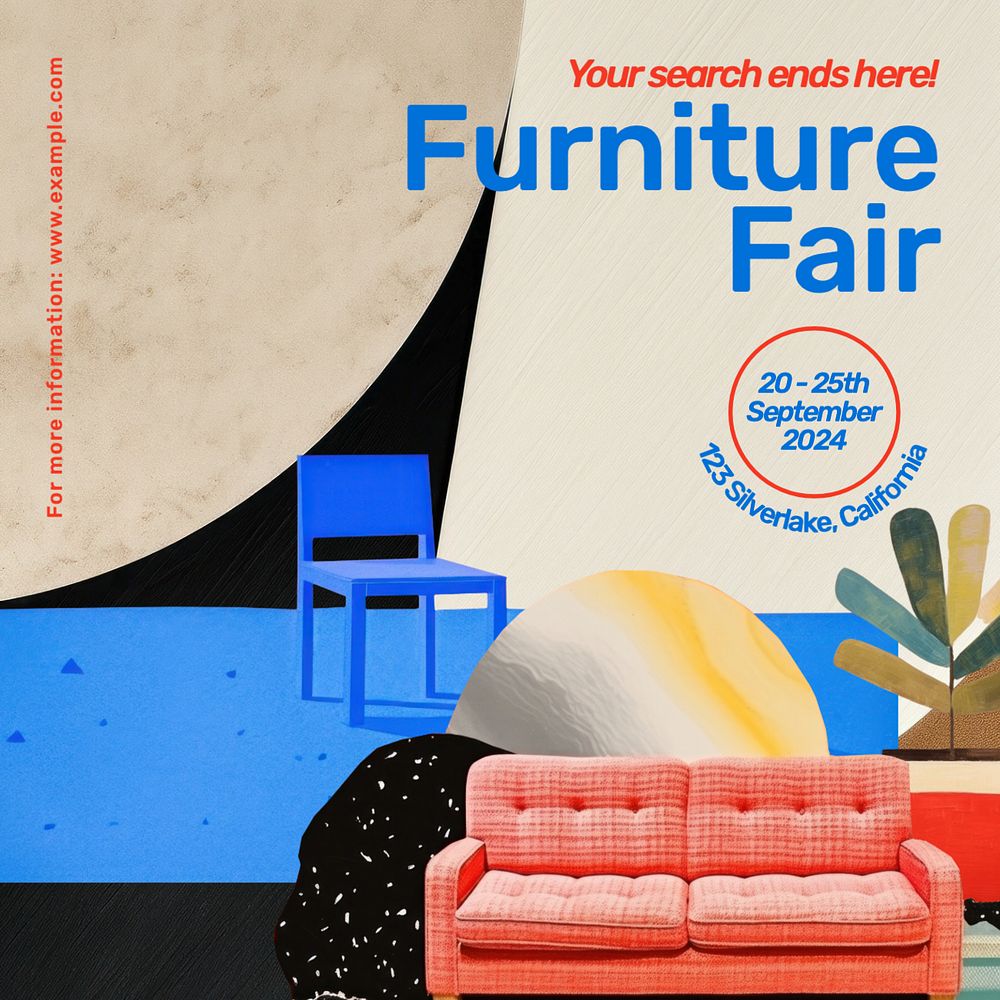 Furniture fair Instagram post template, editable text