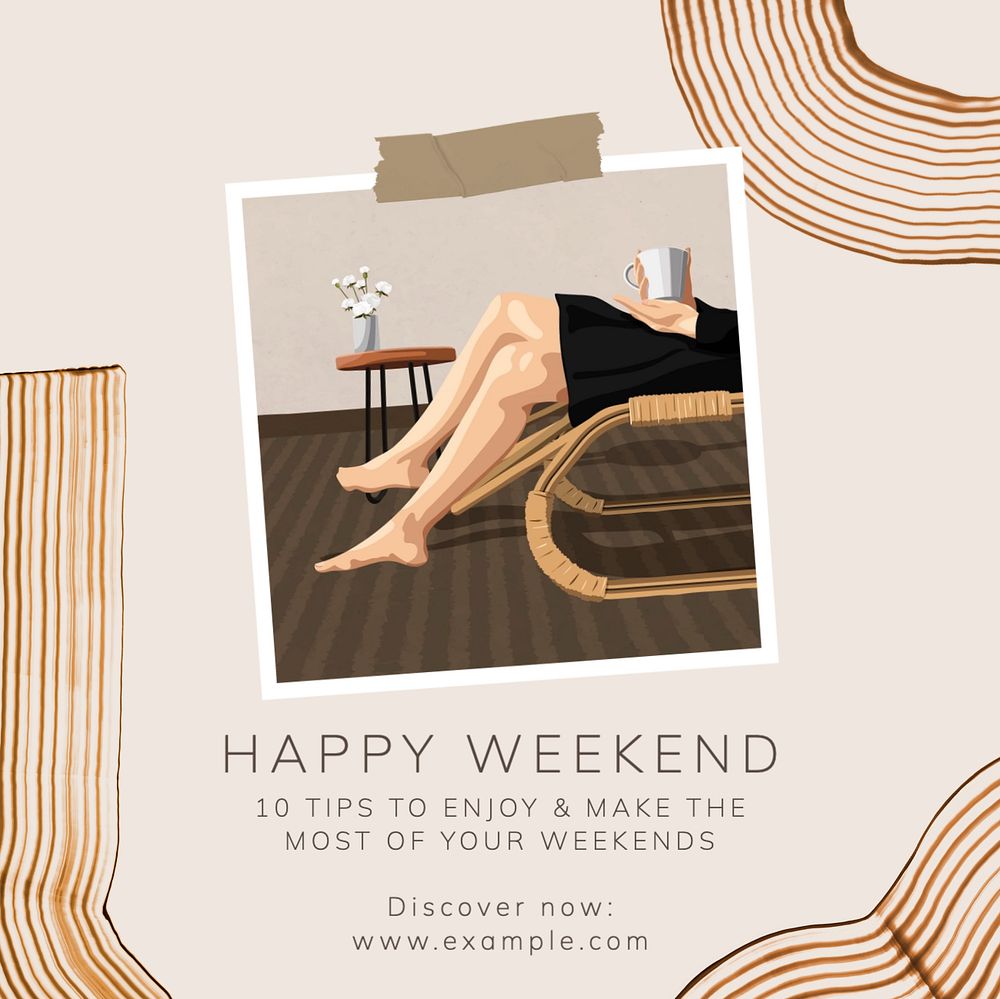 Happy weekend Instagram post template, editable text