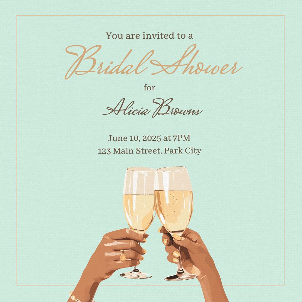 Bridal shower Instagram post template, editable text