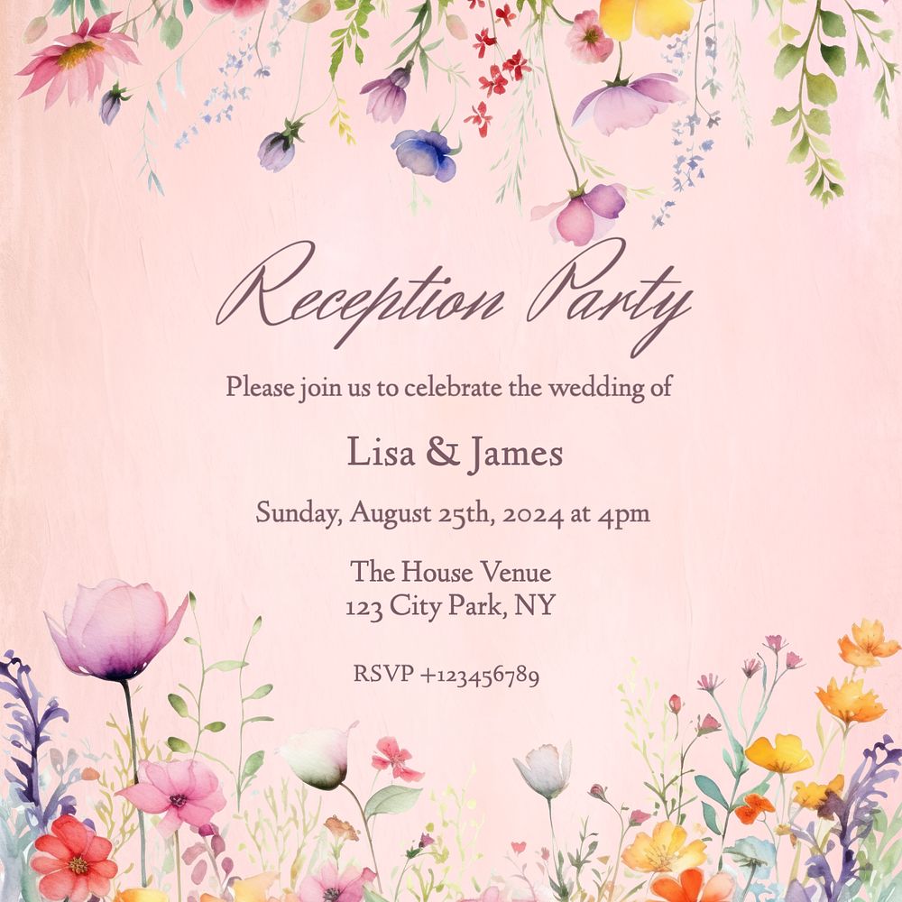 Reception invitation Instagram post template, editable text