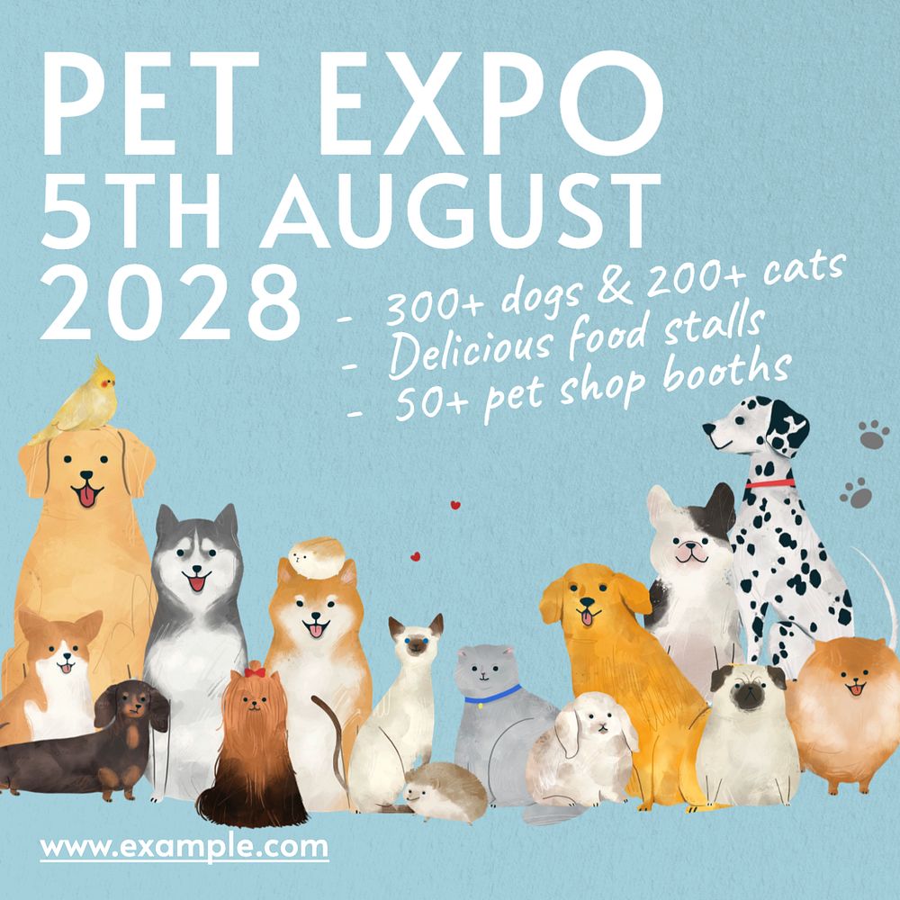 Pet expo Instagram post template, editable text