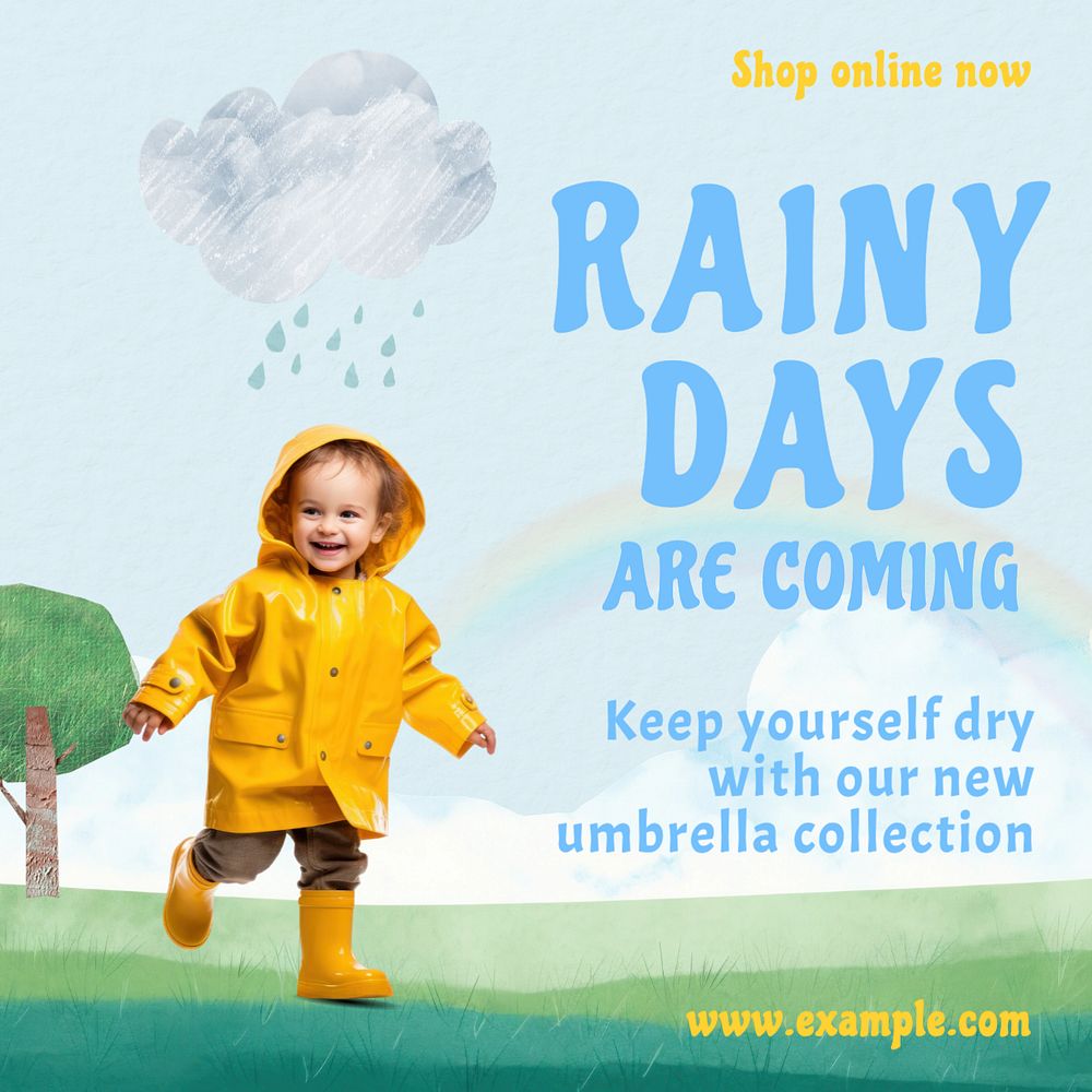 Umbrella collection Instagram post template, editable text