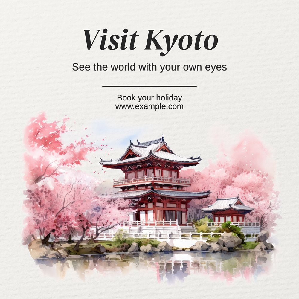 Visit Kyoto Instagram post template, editable text