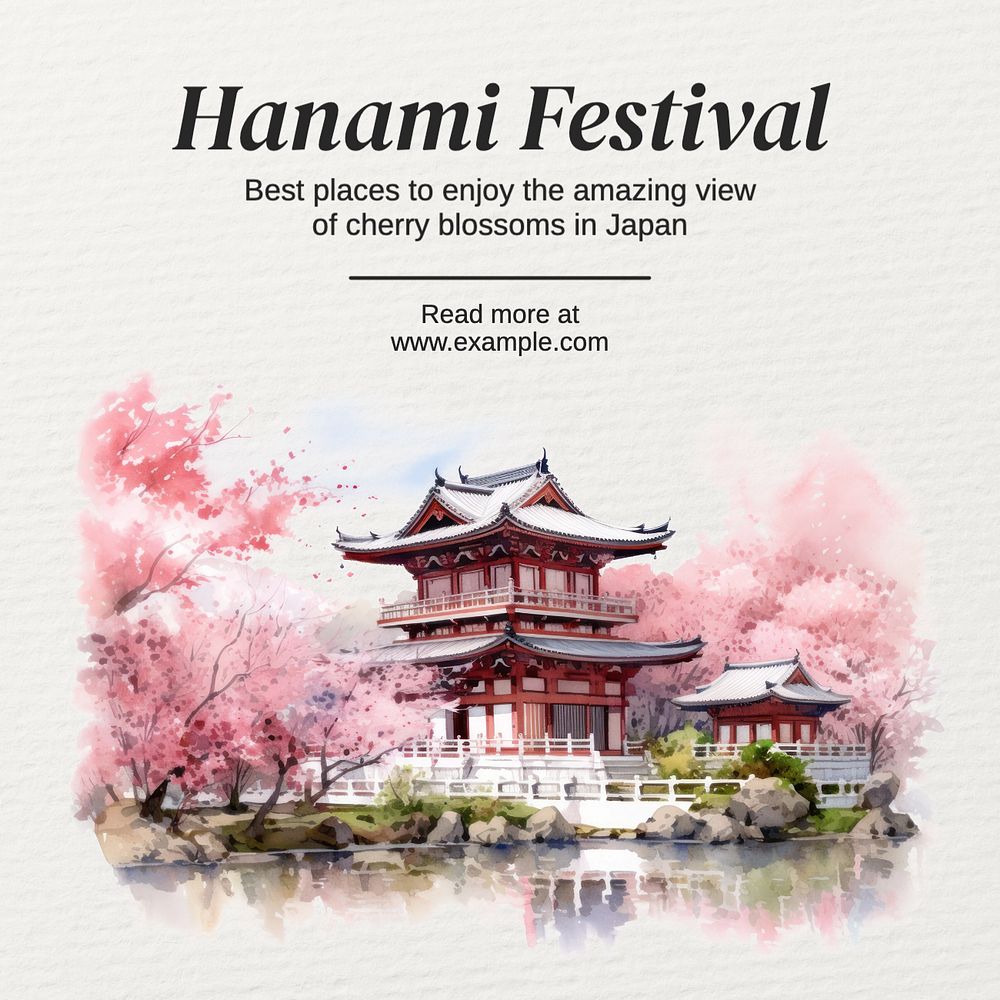 Hanami festival Instagram post template, editable text