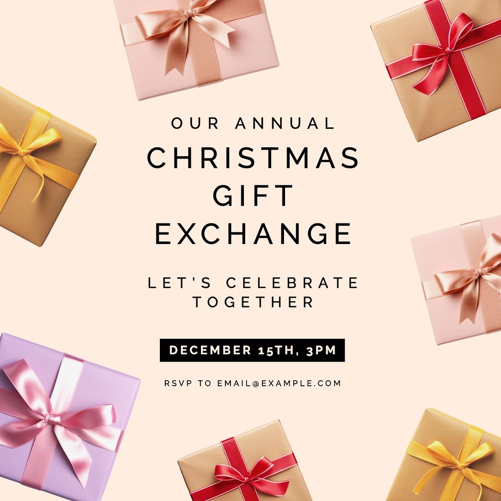 Christmas gift exchange Instagram post template, editable text