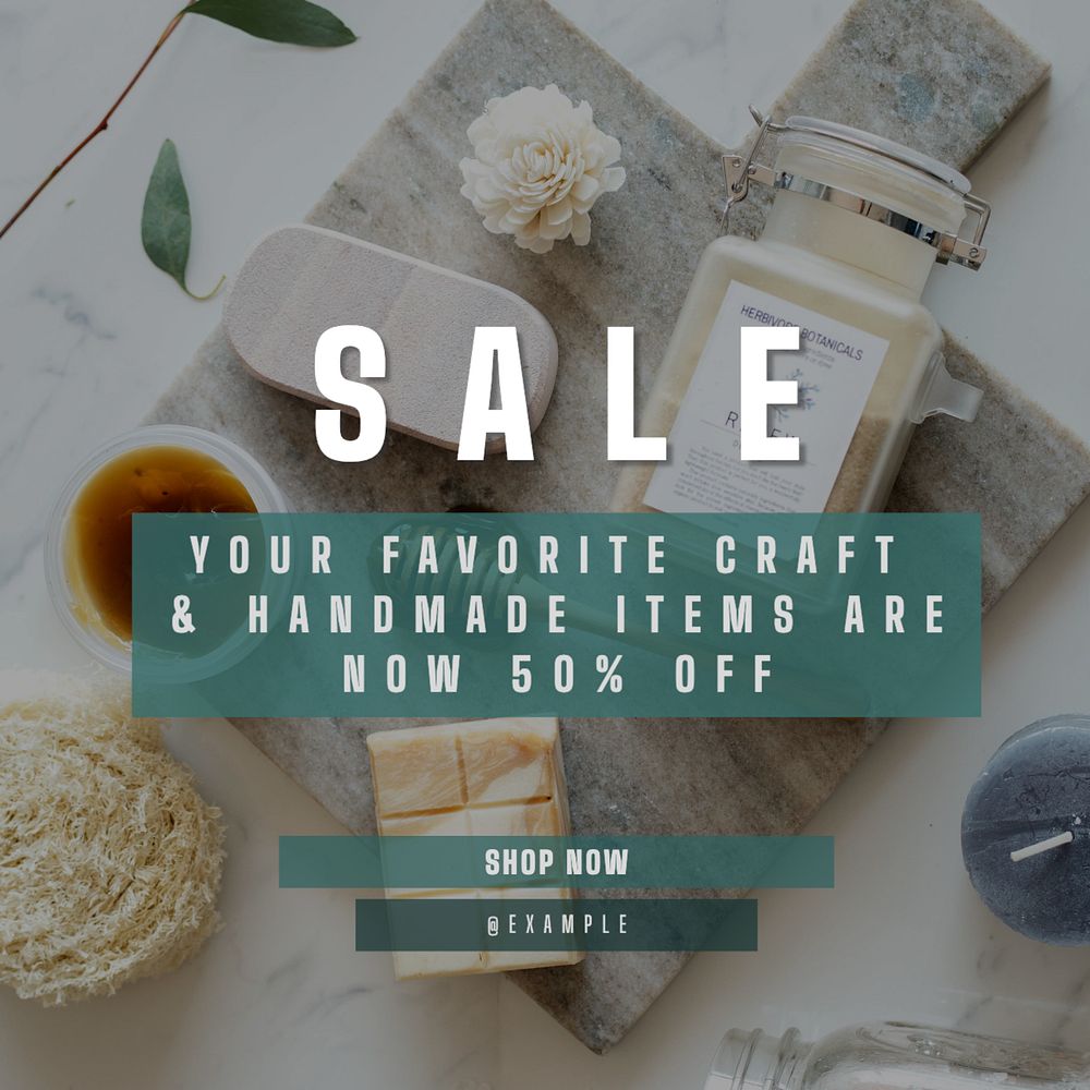 Craft sale Instagram post template, editable text