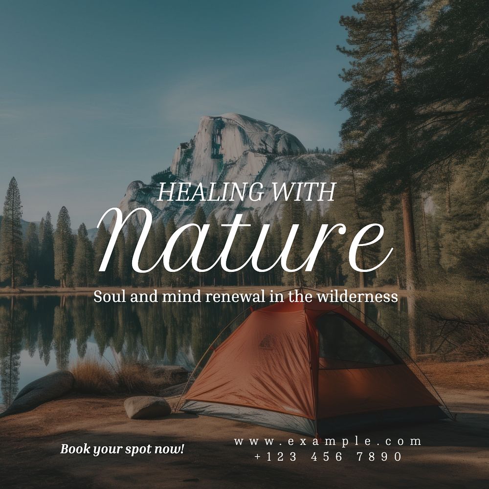 Healing with nature Instagram post template, editable text