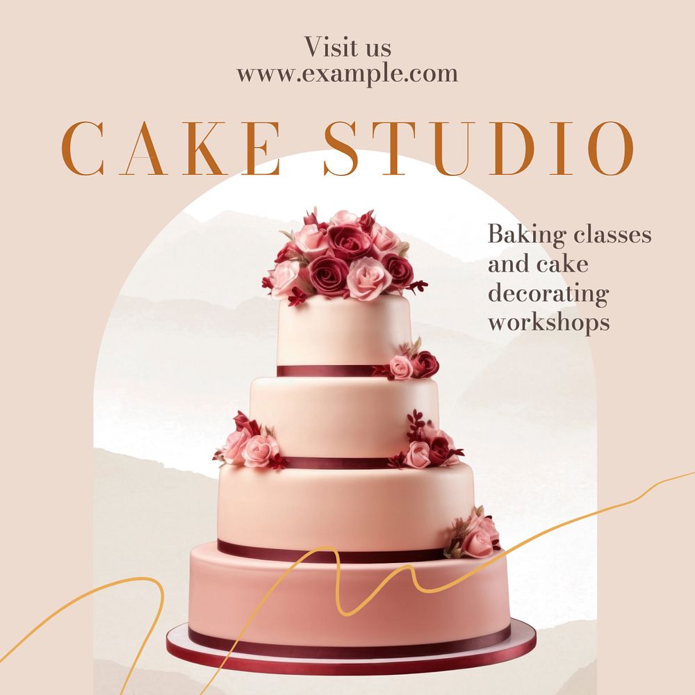 Cake studio Instagram post template, editable text