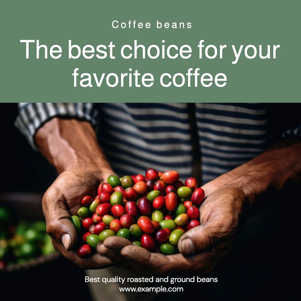 Best coffee beans Instagram post template, editable text