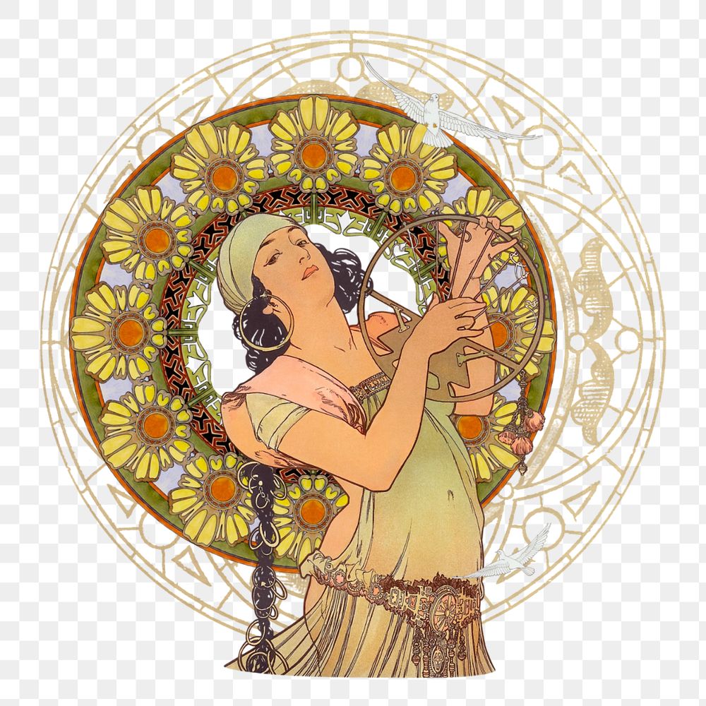 Alphonse Mucha's Salomé png, vintage art nouveau illustration. Remixed by rawpixel.