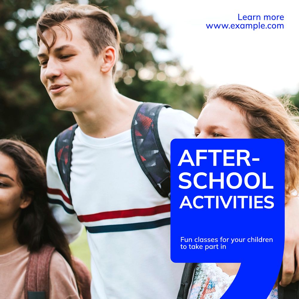 After-school activities Instagram post template, editable text