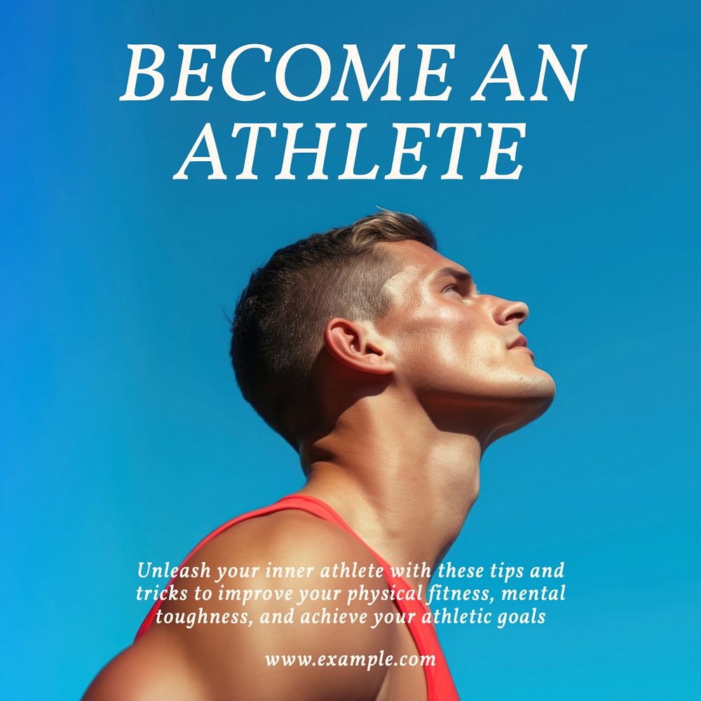 Become an athlete Instagram post template, editable text