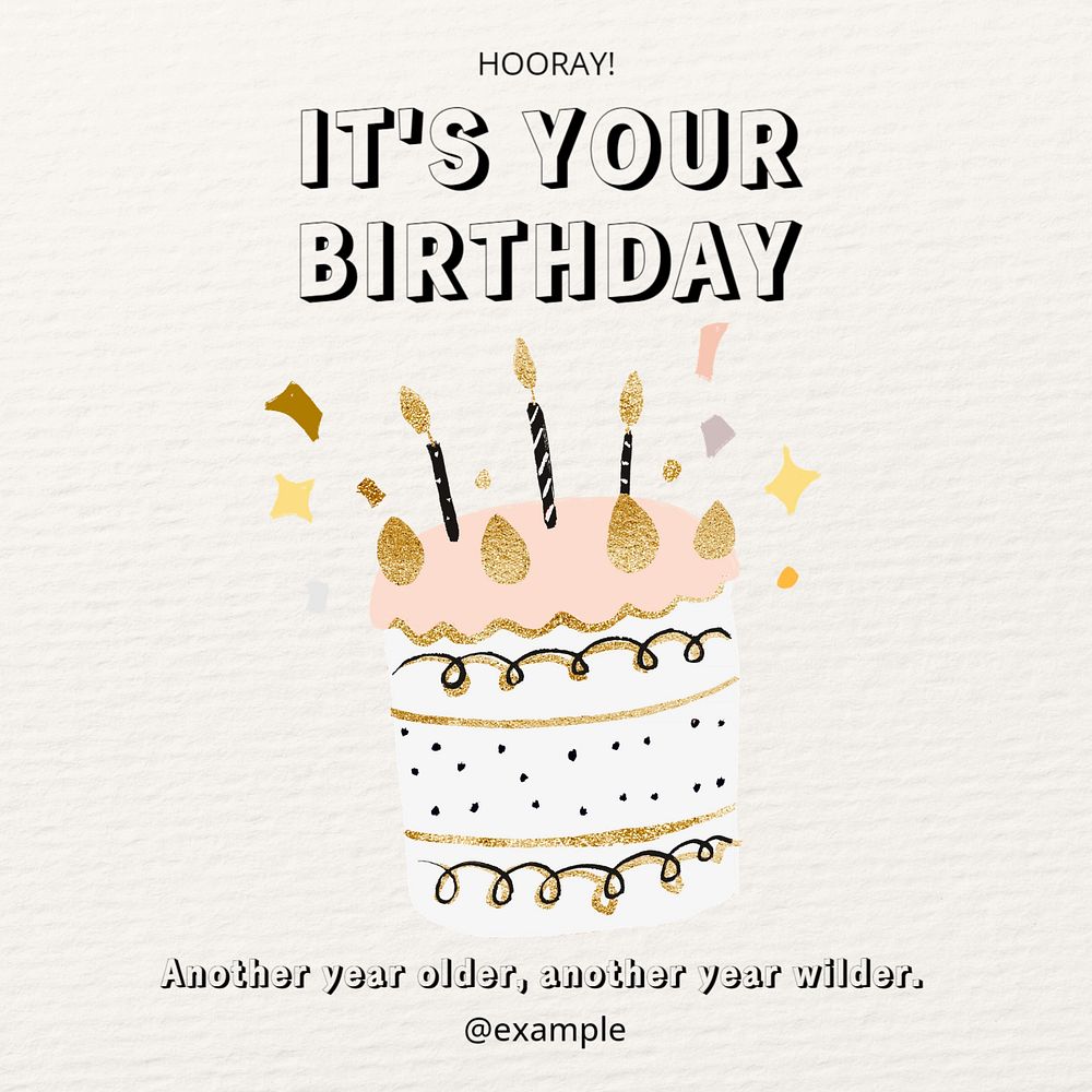 Birthday wish Instagram post template, editable text