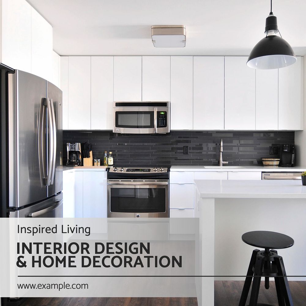 Interior design Instagram post template, editable text