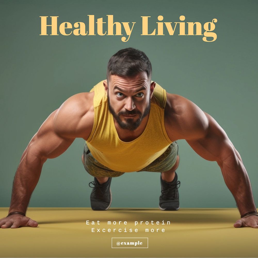 Healthy living Instagram post template, editable text