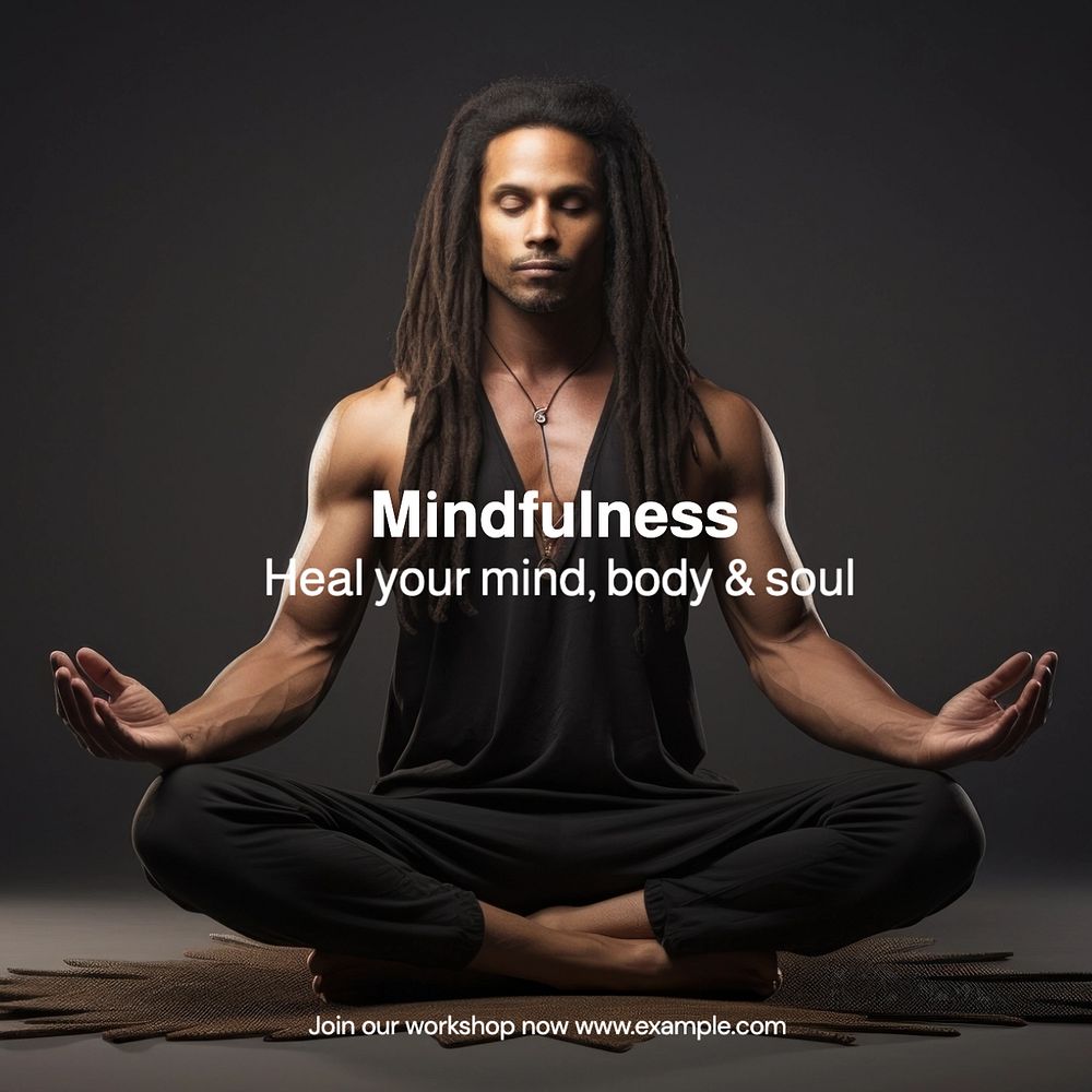 Mindfulness workshop Instagram post template, editable text