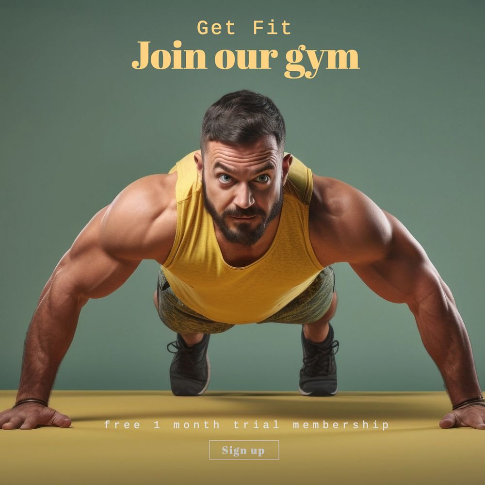 Get fit Instagram post template, editable text