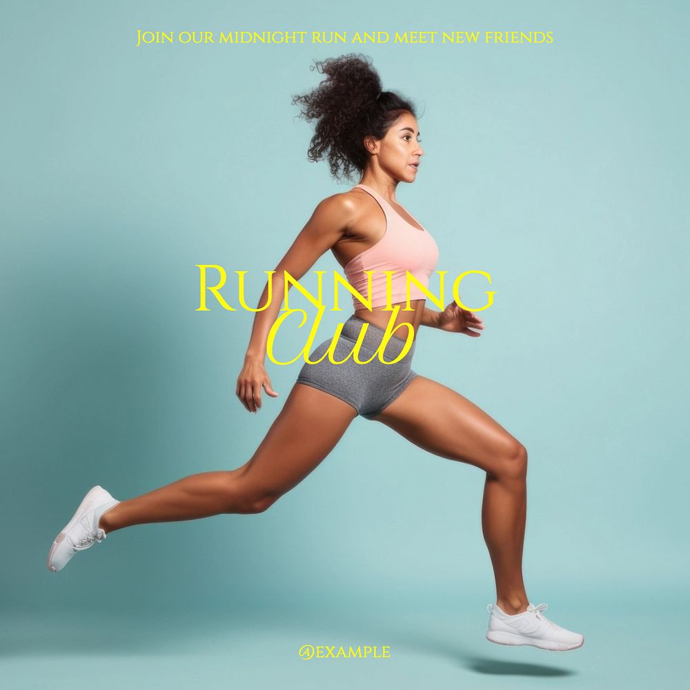 Running club Instagram post template, editable text