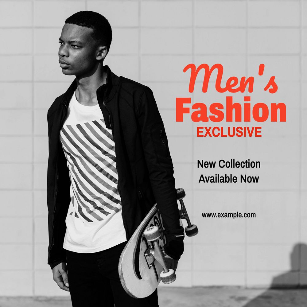 Men's fashion Instagram post template, editable text