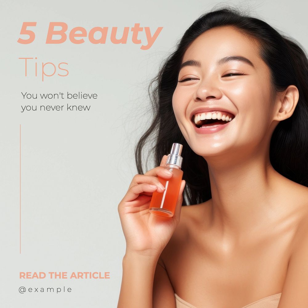 Beauty tips Instagram post template, editable text