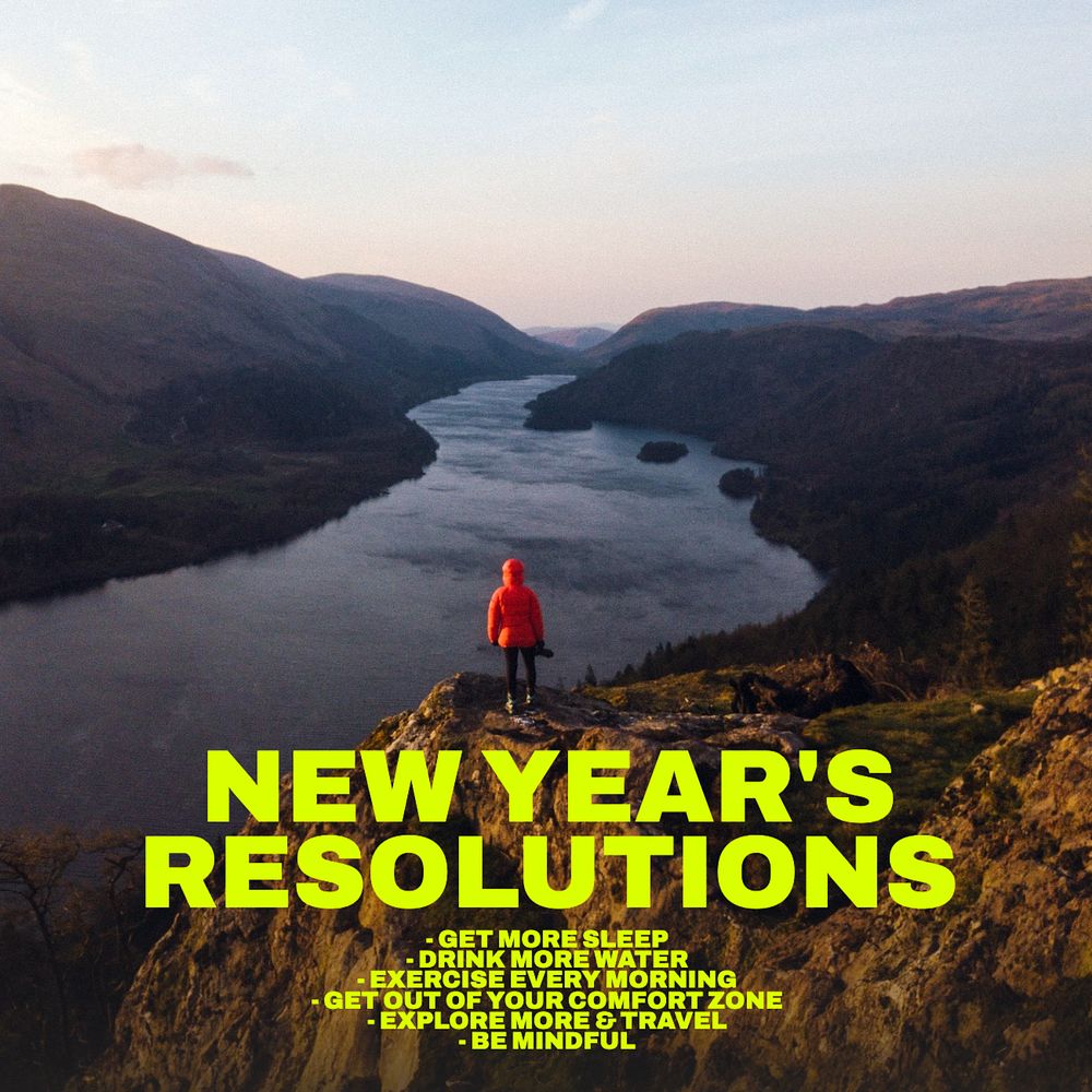 New year resolutions Instagram post template, editable text