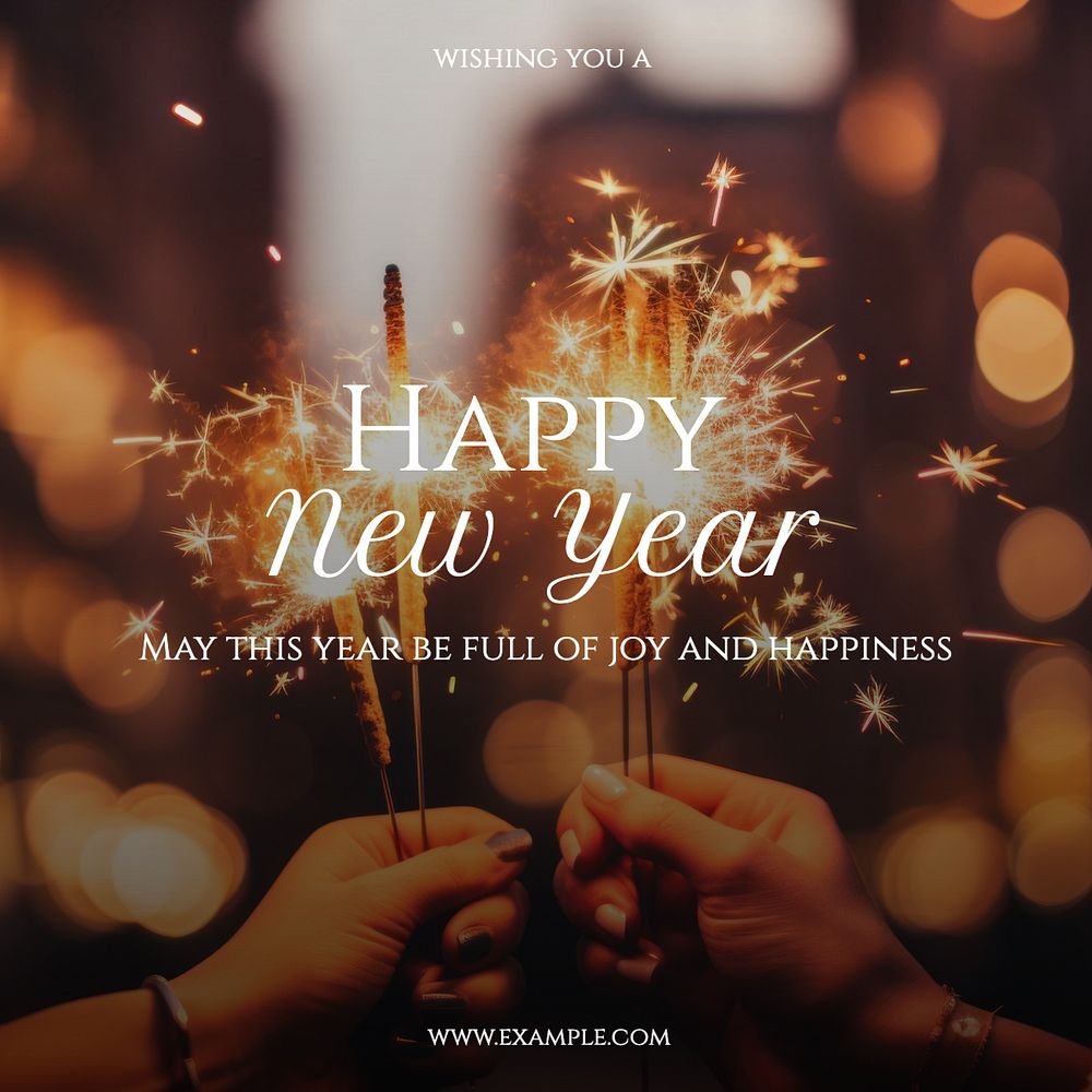 Happy New Year Instagram post template, editable text