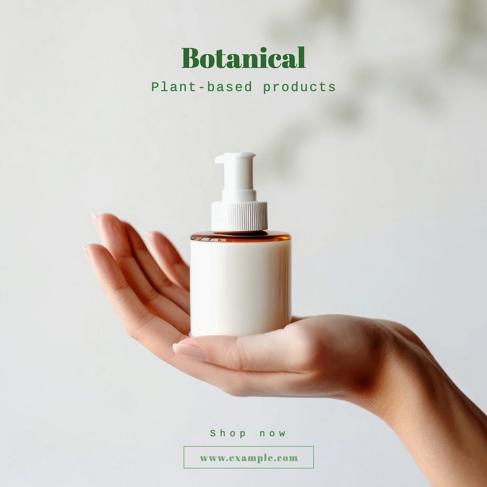 Botanical products Instagram post template, editable text