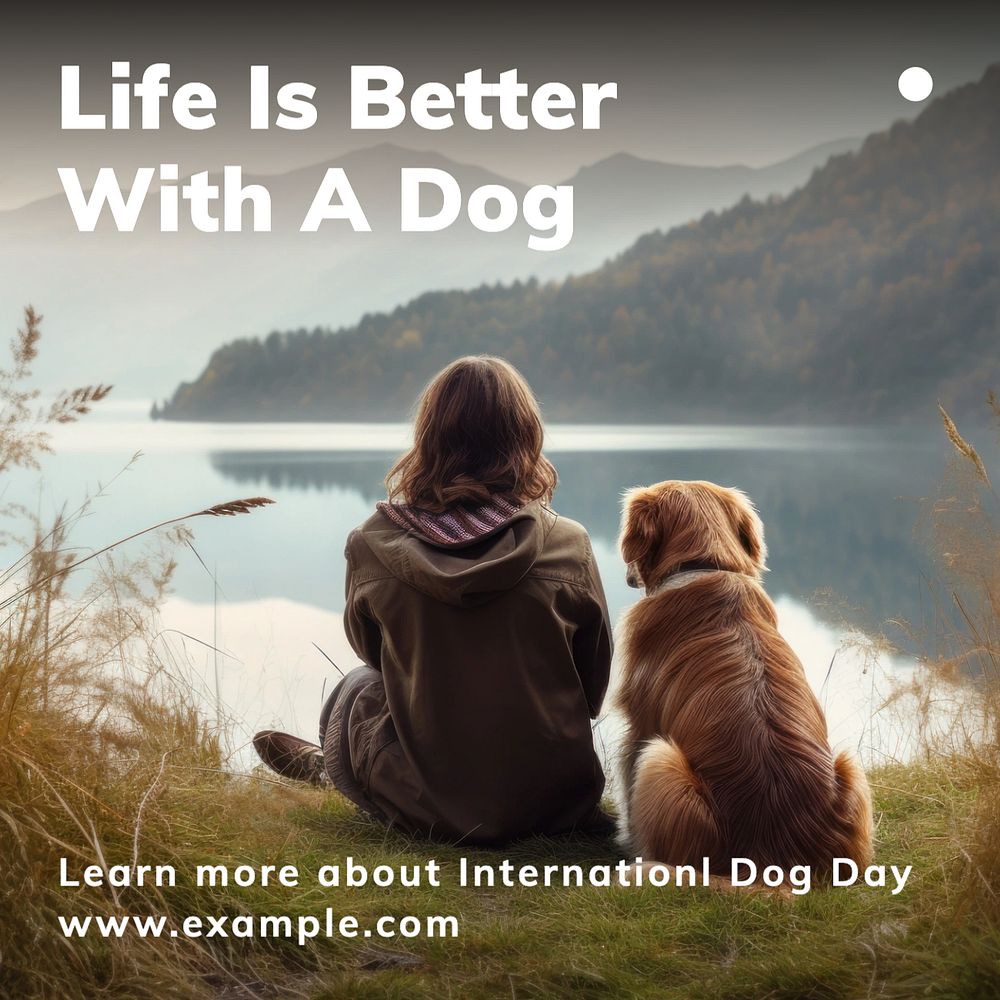 International dog day Instagram post template, editable text