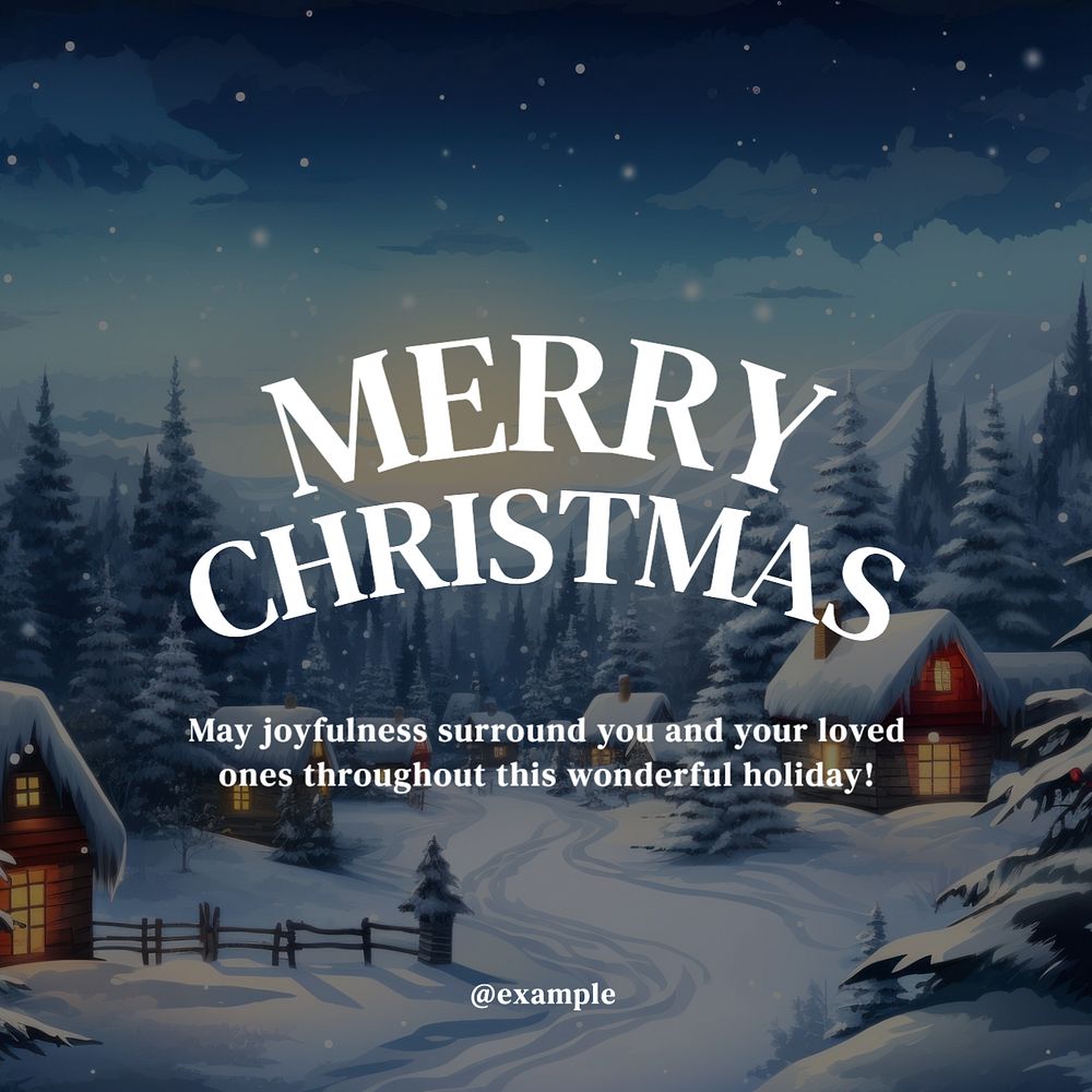 Merry Christmas Instagram post template, editable text