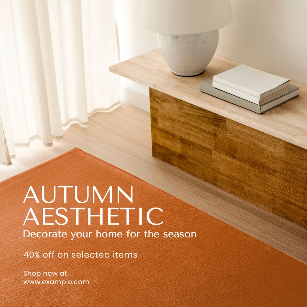 Autumn home decoration Instagram post template, editable text