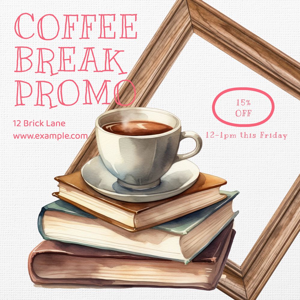 Coffee break promotion Instagram post template, editable text