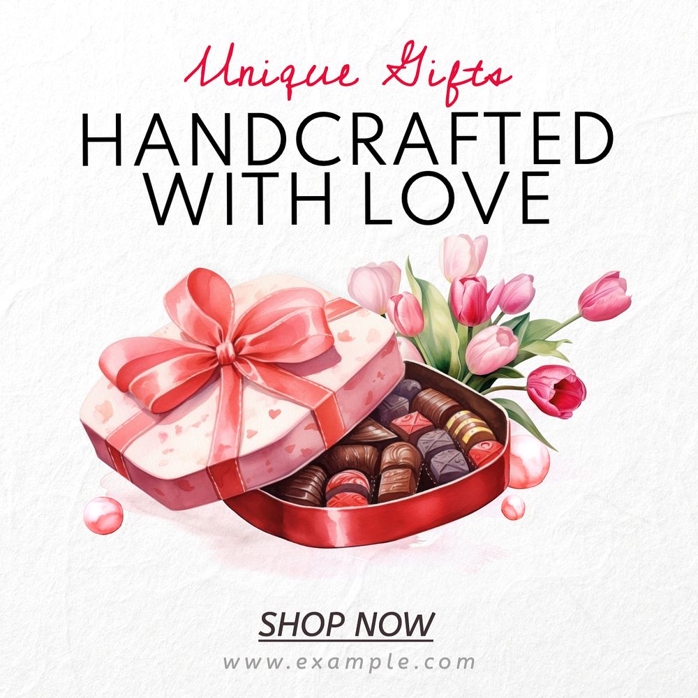 Handcrafted with love Instagram post template, editable text